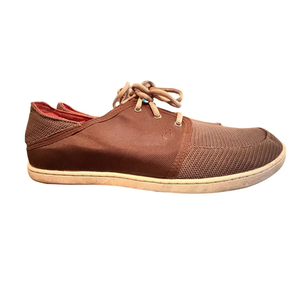 Olukai‎ Nohea Lace Mesh Boat Men's Size 10.5 Brown Fashion Sneaker Shoes
